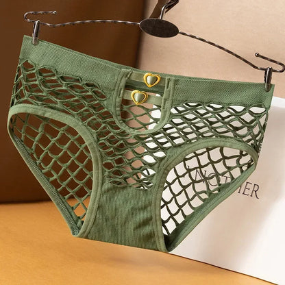 Culotte femme résille mesh transparente — Taille mi-haute respirante couleur unie