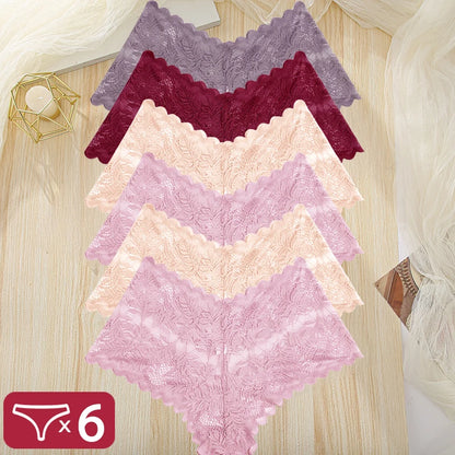 Lot 6 Culottes Dentelle Taille Haute FINETOO - Brésiliennes S-XL - Nos Petits KIFF