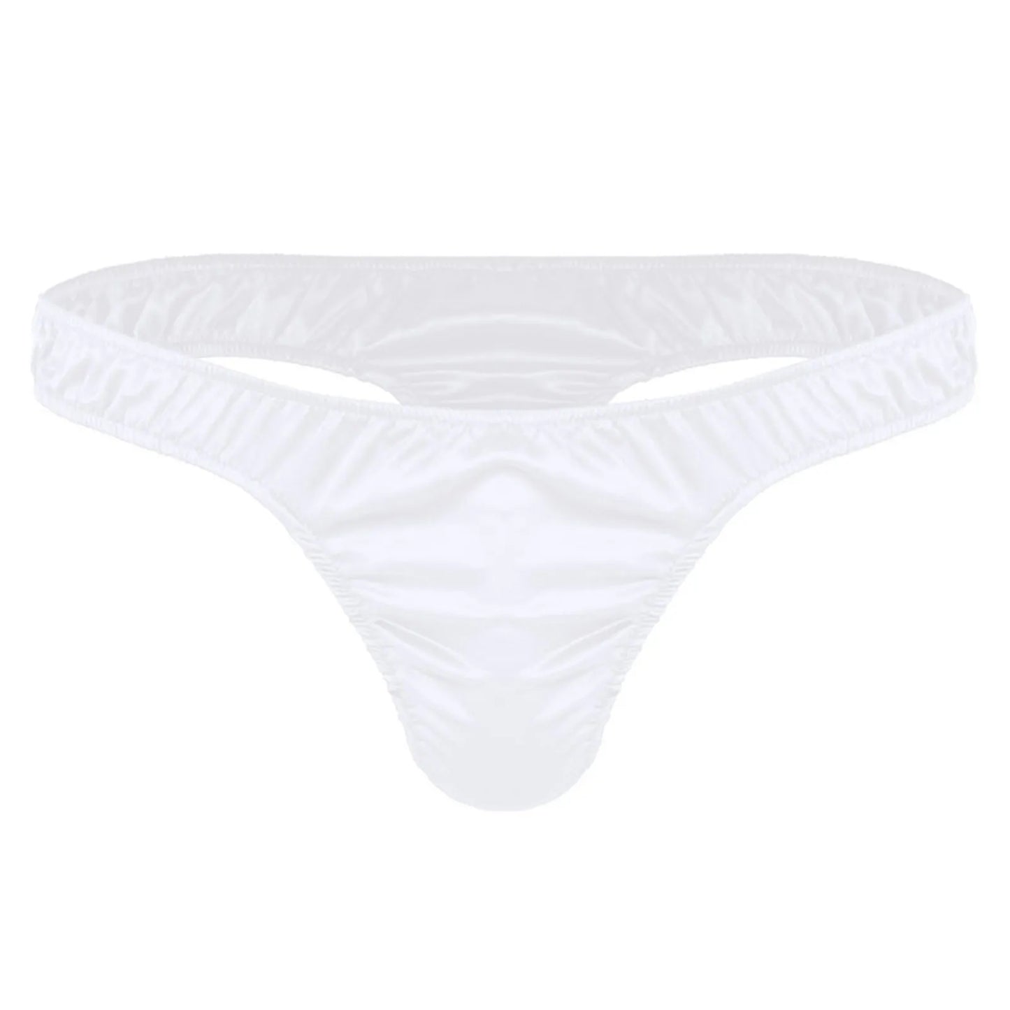 Men's Low-Rise G-String Briefs, Male Gay Sissy Panties Underwear, Soft Shiny Satin, Men's Ruffled Thong Underpants, Sexy Lingerie