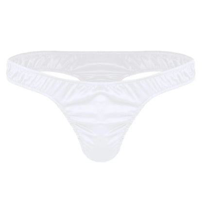 Men's Low-Rise G-String Briefs, Male Gay Sissy Panties Underwear, Soft Shiny Satin, Men's Ruffled Thong Underpants, Sexy Lingerie