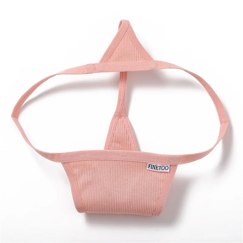 FINETOO 2PCS/Set Sexy M-XL Women Cotton G-String Underwear Low Waist Panties Femme Panties Underpant Girl T-back Thong Lingerie