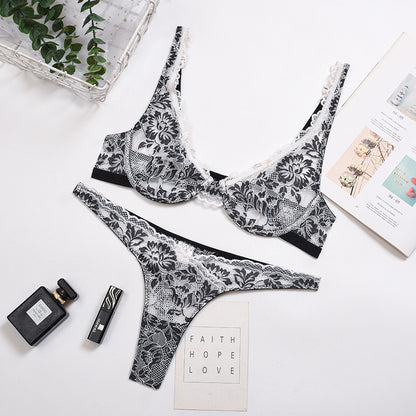 Ensemble lingerie bicolore — Dentelle & armatures gainantes