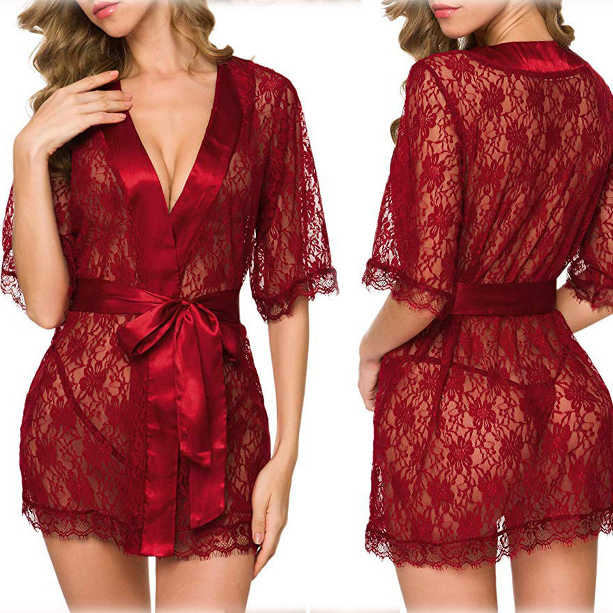 Robe de Nuit Dentelle Ajourée — S-XXL