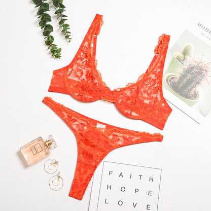 Ensemble lingerie bicolore — Dentelle & armatures gainantes
