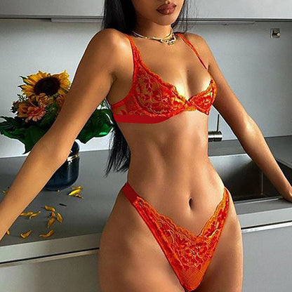 Ensemble lingerie bicolore — Dentelle & armatures gainantes