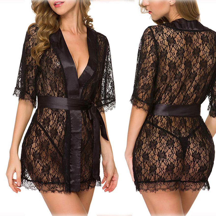 Robe de Nuit Dentelle Ajourée — S-XXL
